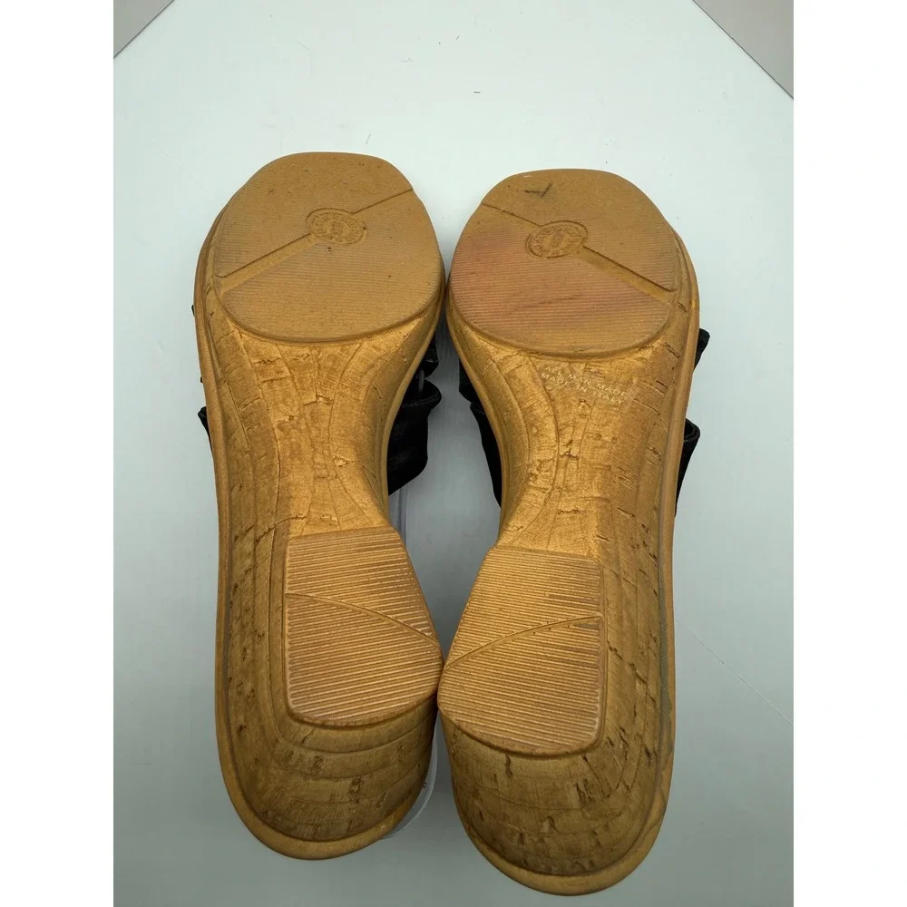 Italian Shoemakers Womens‎ Black Knotted Wedge Sandals Cork Heel Mule 9